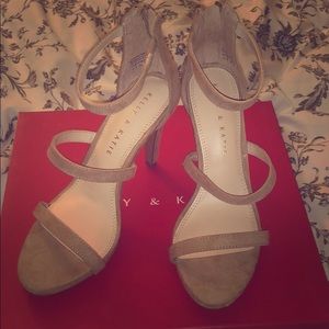 Beige Faux suede heels